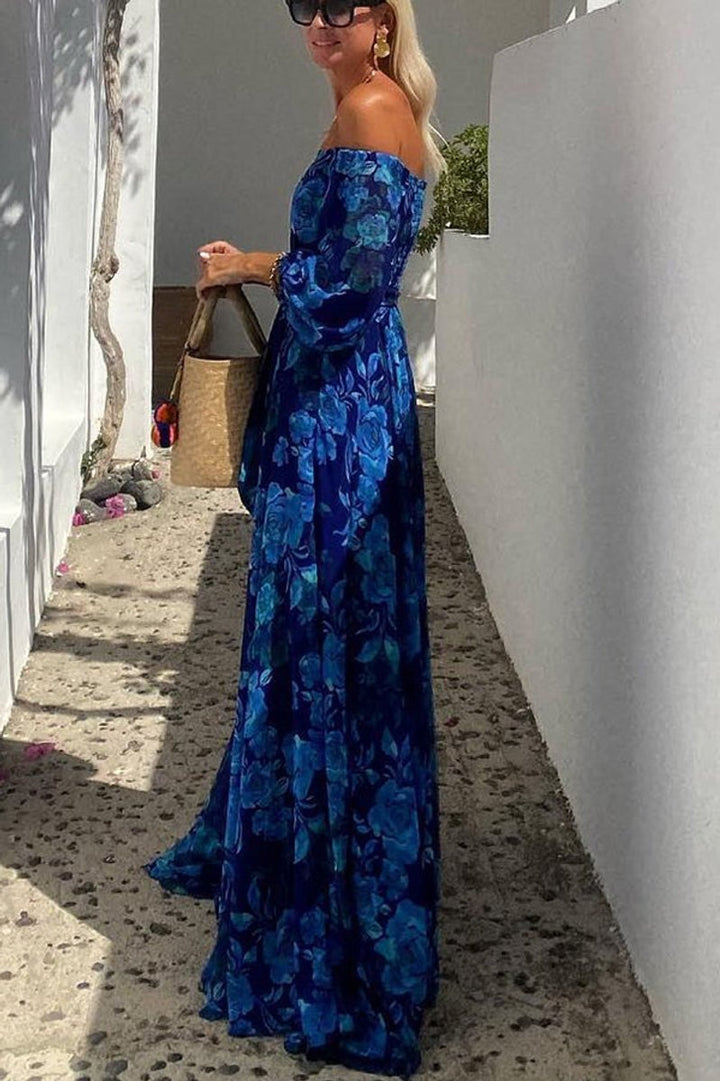 Dames Bloemen Off-Shoulder Maxi Moeder van de Bruid Jurk