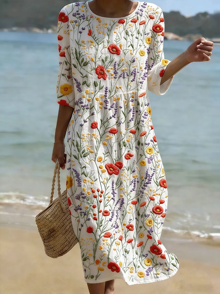 Dames Bloemenprint Maxi Jurk Wijdvallend A-lijn