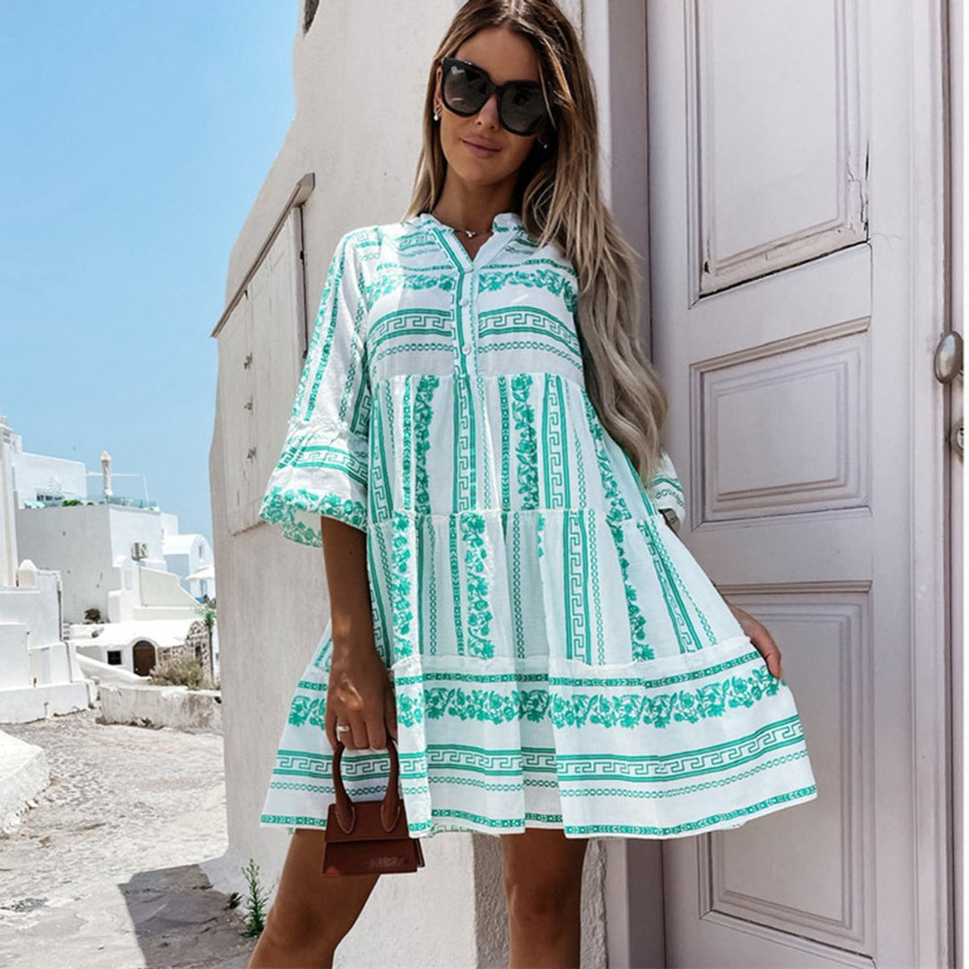 Dames Boho Gelaagde Tunic Jurk Loshangende Zomerse Bohemian Stijl