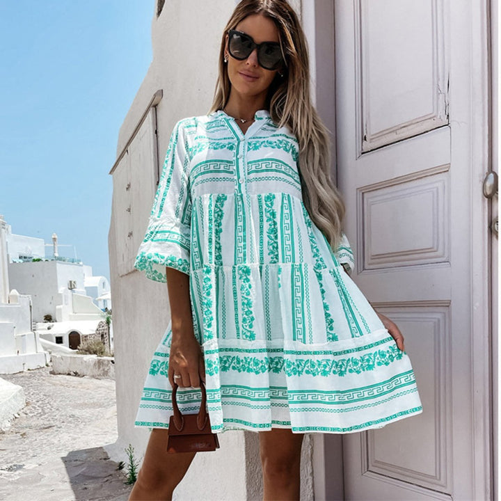 Dames Boho Gelaagde Tunic Jurk Loshangende Zomerse Bohemian Stijl