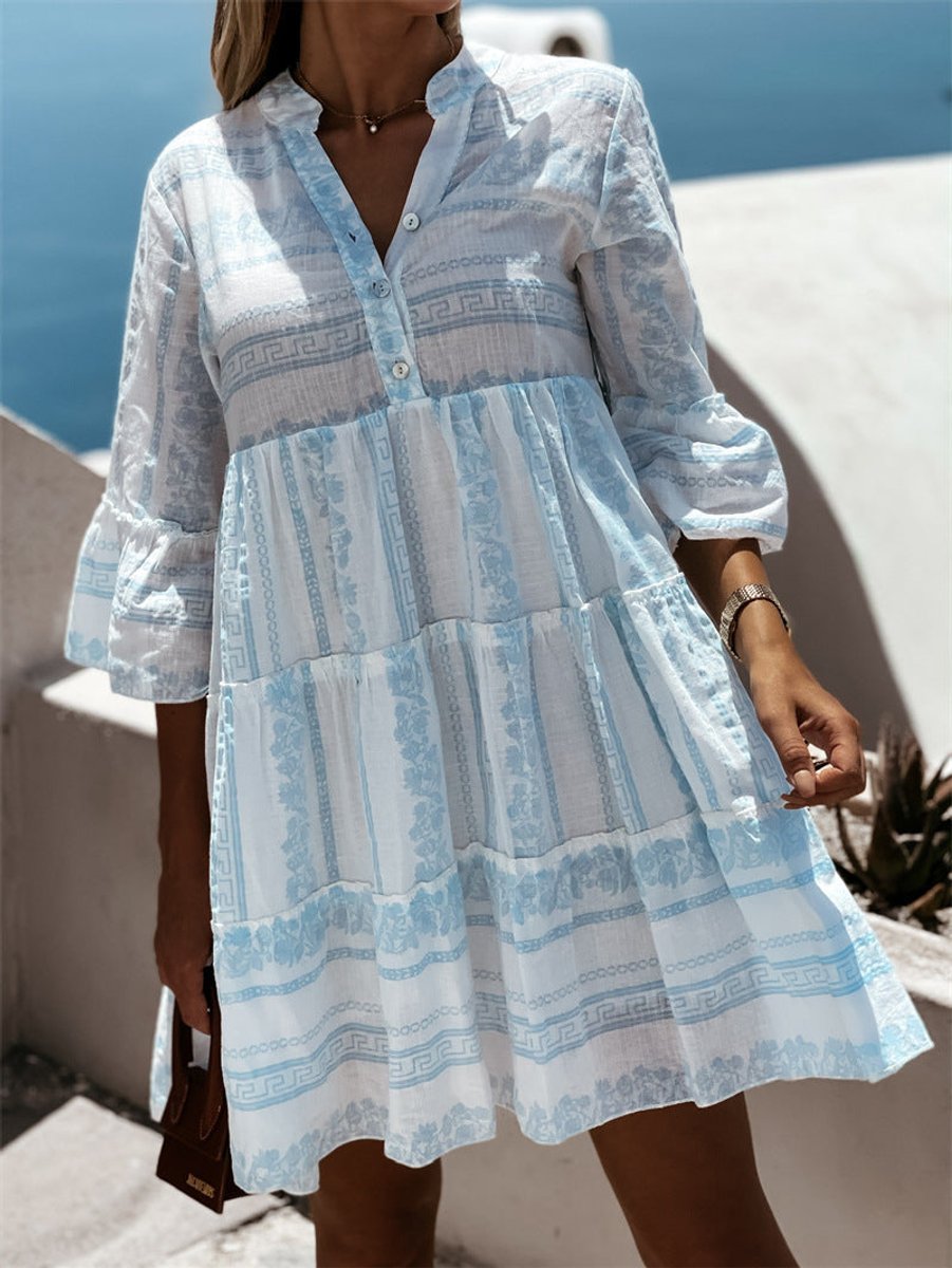 Dames Boho Gelaagde Tunic Jurk Loshangende Zomerse Bohemian Stijl