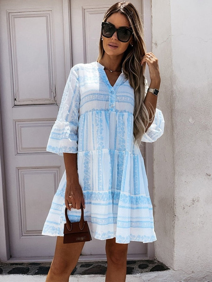 Dames Boho Gelaagde Tunic Jurk Loshangende Zomerse Bohemian Stijl
