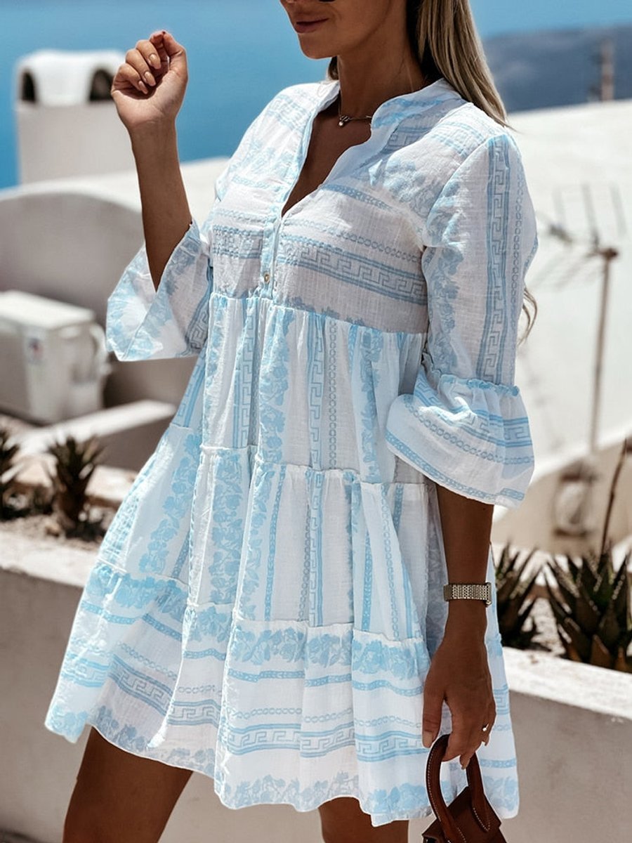 Dames Boho Gelaagde Tunic Jurk Loshangende Zomerse Bohemian Stijl