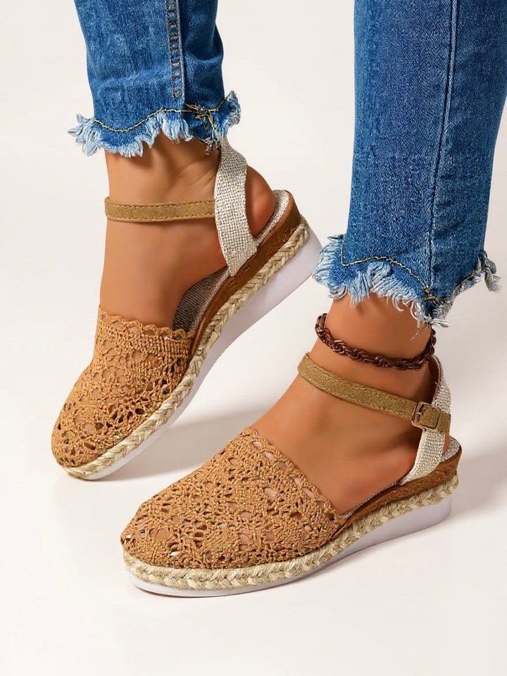 Dames Boho Gevlochten Crochet Platform Sandalen