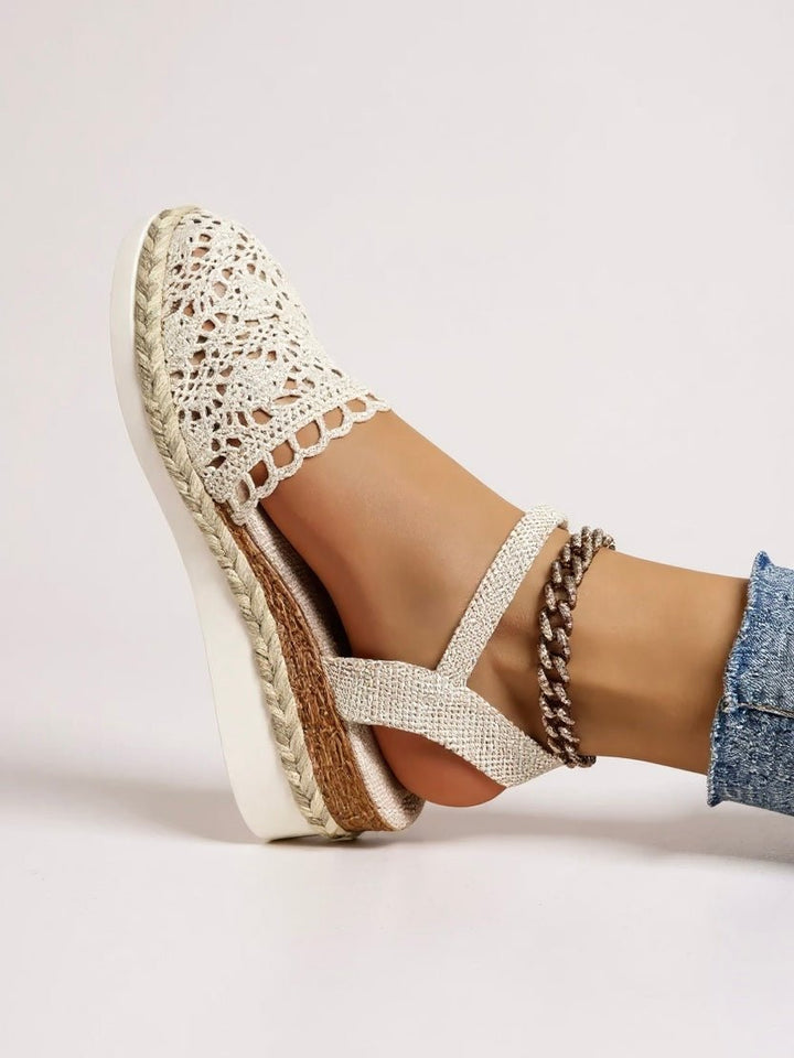 Dames Boho Gevlochten Crochet Platform Sandalen