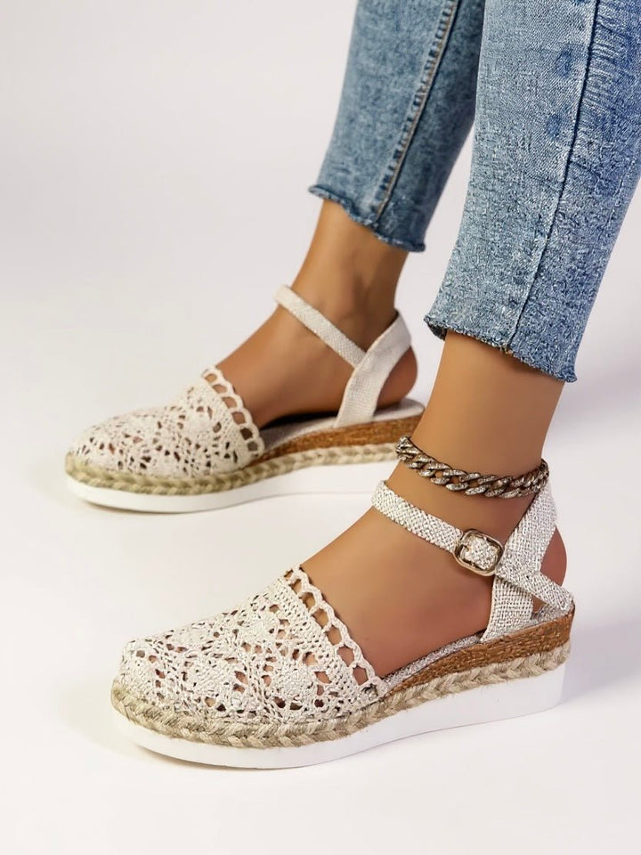 Dames Boho Gevlochten Crochet Platform Sandalen