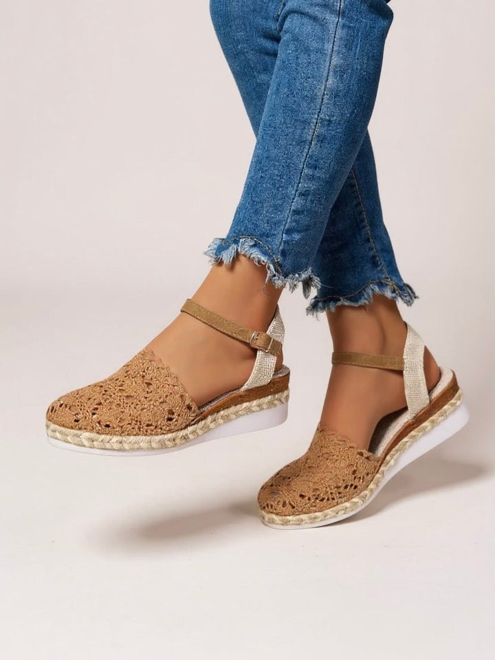 Dames Boho Gevlochten Crochet Platform Sandalen