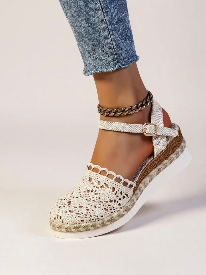 Dames Boho Gevlochten Crochet Platform Sandalen