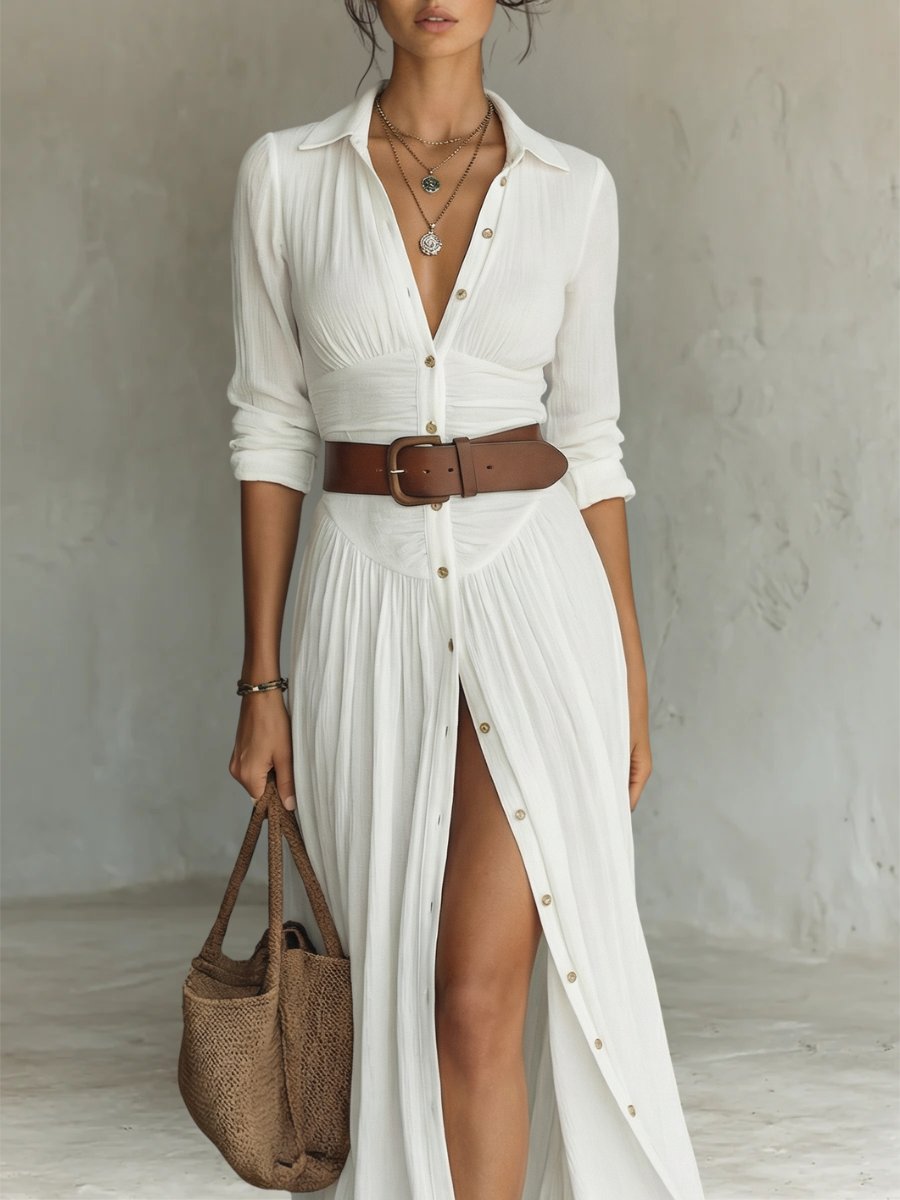 Dames Boho Maxi Blousejurk met Riem