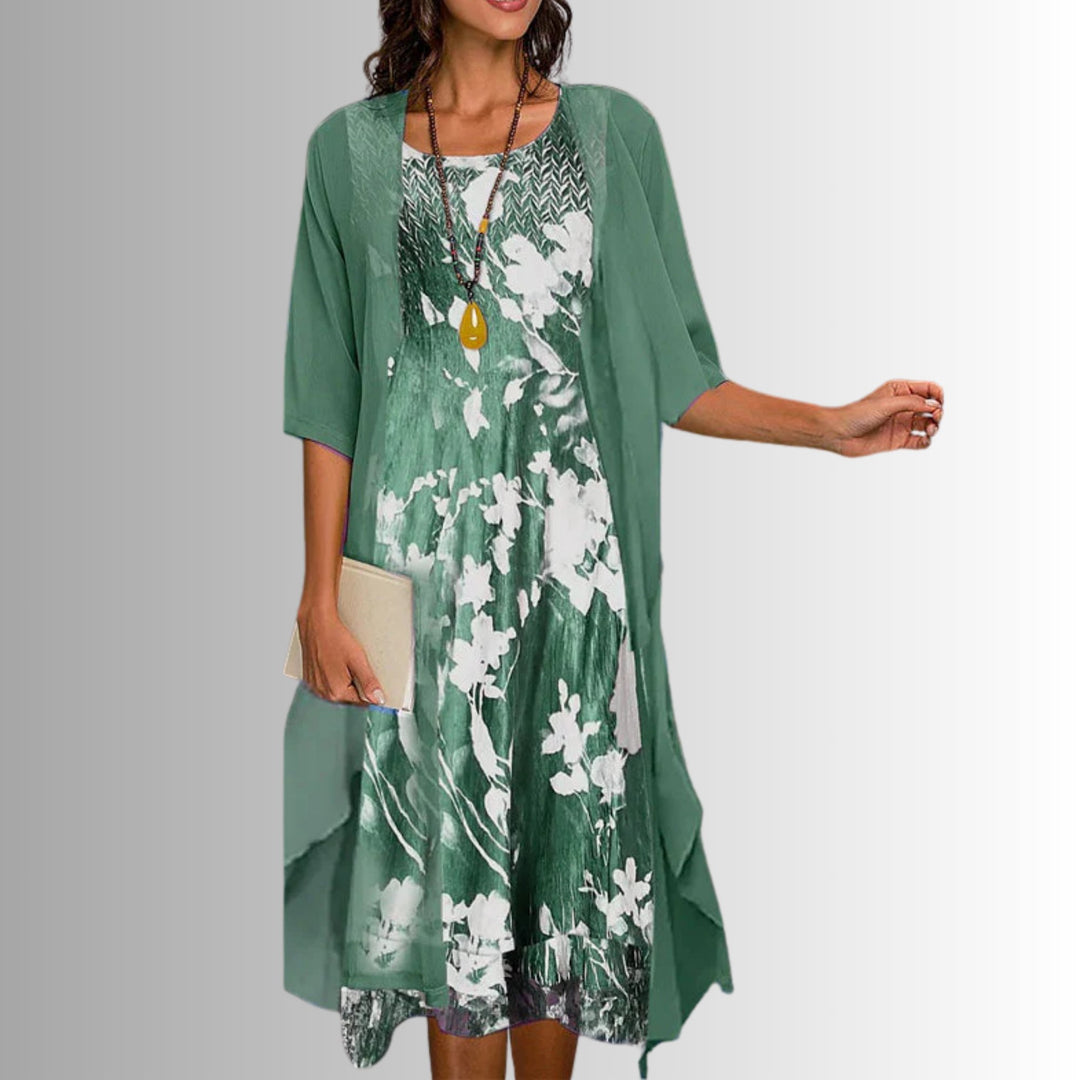 Dames Botanische Bloemenprint Twee-delig Set - Floral Green