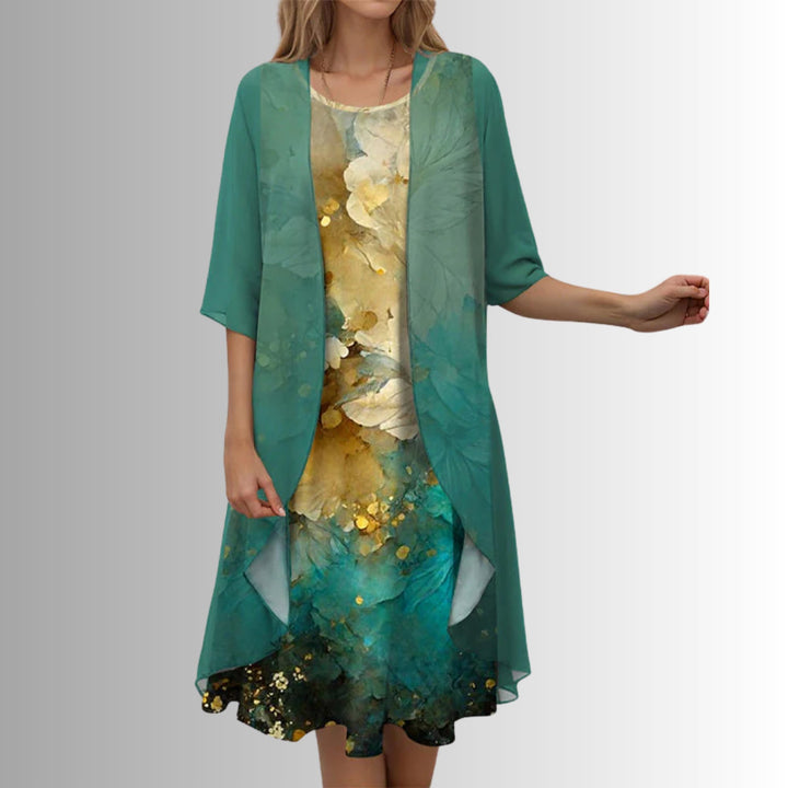 Dames Botanische Bloemenprint Twee-delig Set - Green Pattern