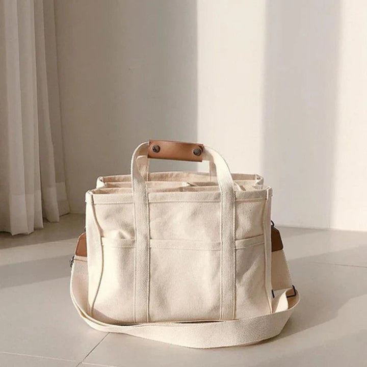 Dames Canvas Tote Bag Grote Crossbody Schoudertas Meerdere Vakken