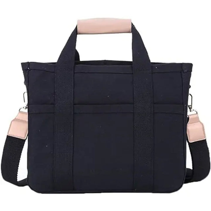 Dames Canvas Tote Bag Grote Crossbody Schoudertas Meerdere Vakken - Schwarz