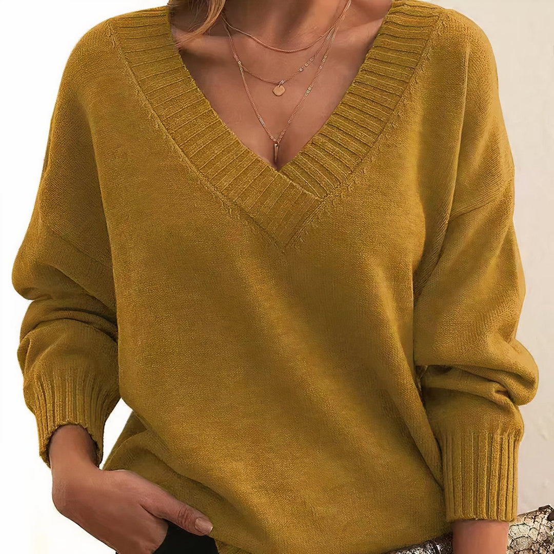 Dames Casual Elegante V-hals Gebreide Sweater - Goud