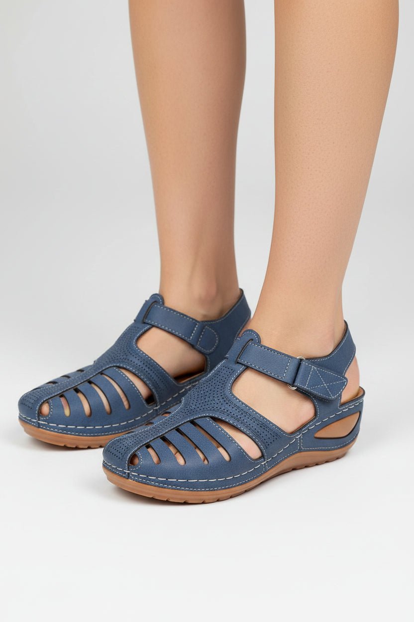 Dames Casual Gesloten Klittenband Wigzool Sandalen - Blue