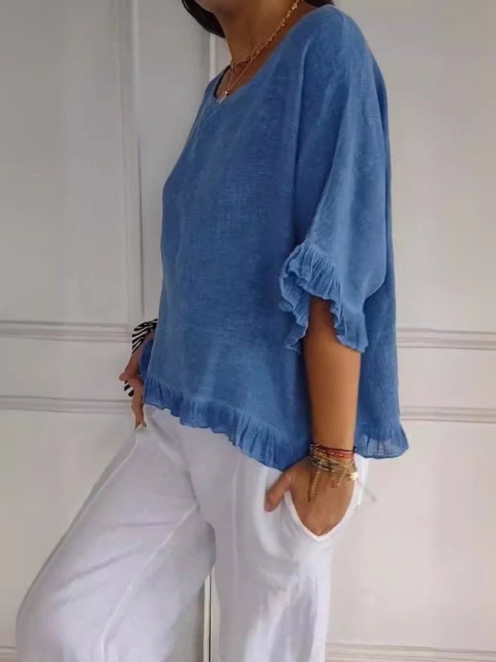 Dames Casual Lichtgewicht Ruffle Detail Blouse