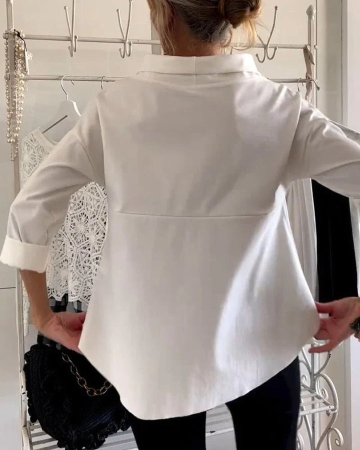 Dames Casual Top met Bateauhalslijn en Driekwartmouwen