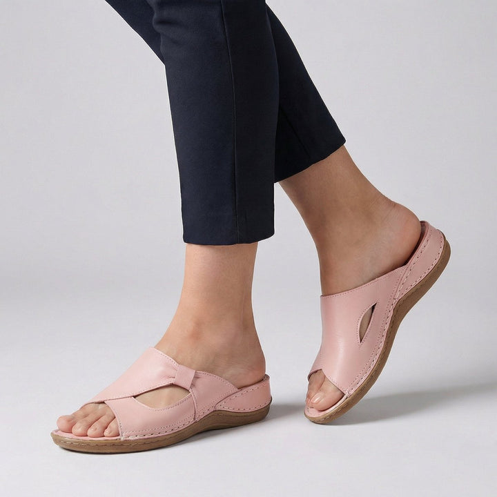 Dames Comfortabele Platte Muiltjes Sandalen Instapper Uitsnijding - Pink