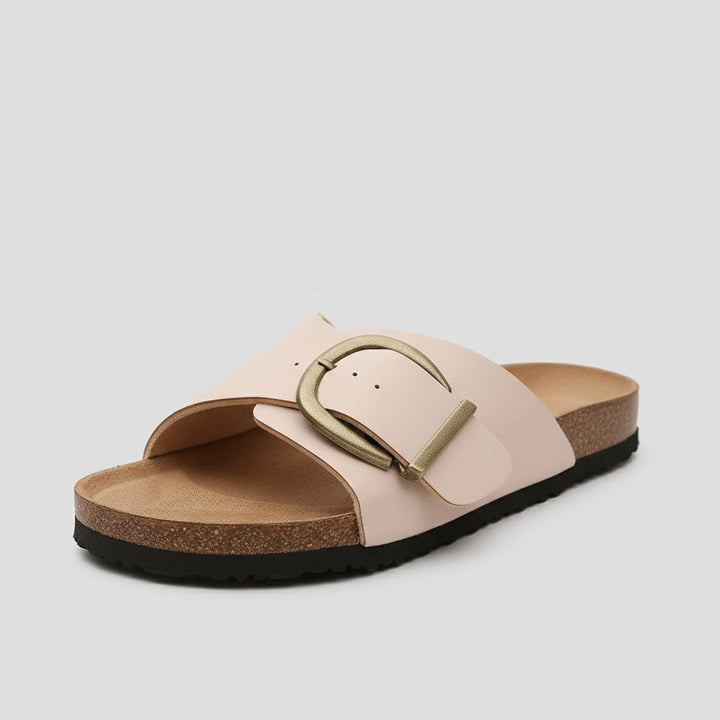 Dames Comfortable Sandals Brede Band Verstelbare Gesp Instappers - Blush Pink