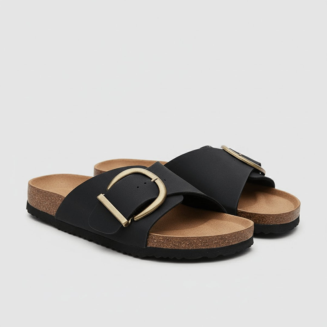 Dames Comfortable Sandals Brede Band Verstelbare Gesp Instappers