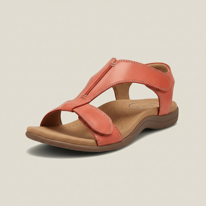 Dames Comfortable Sandals T-Strap Klittenband Open Teen - Sunset Orange