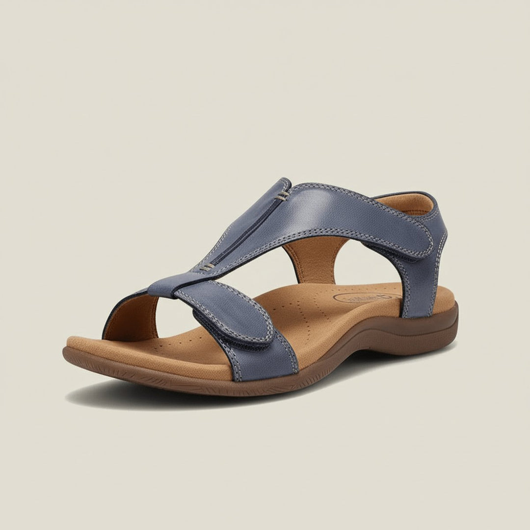 Dames Comfortable Sandals T-Strap Klittenband Open Teen - Slate Blue