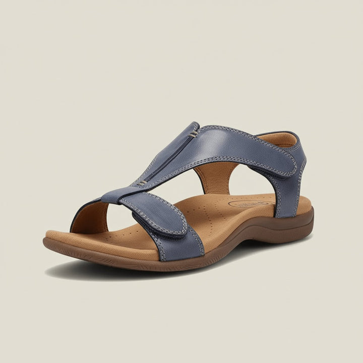 Dames Comfortable Sandals T-Strap Klittenband Open Teen - Slate Blue