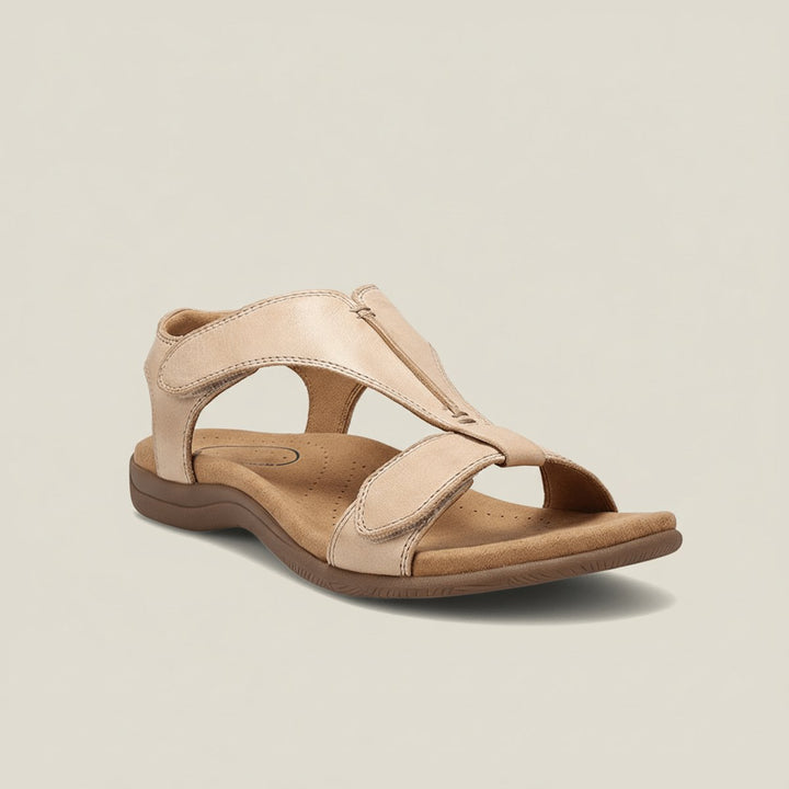 Dames Comfortable Sandals T-Strap Klittenband Open Teen - Nude Beige