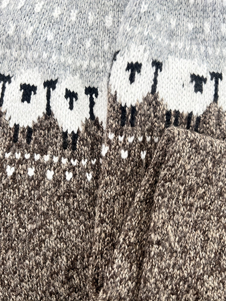 Dames Dikgebreide Schapenpatroon Jacquard Pullover Trui