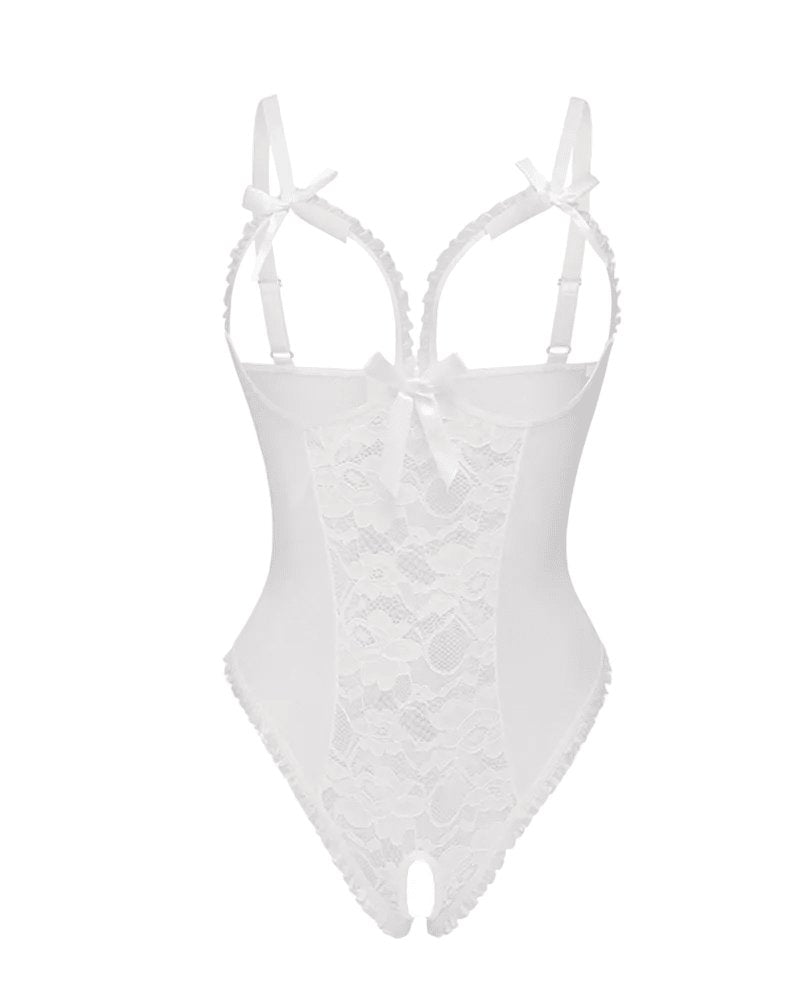Dames Doorzichtige Mesh Mouwloze Bodysuit - White