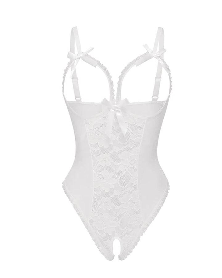 Dames Doorzichtige Mesh Mouwloze Bodysuit - White