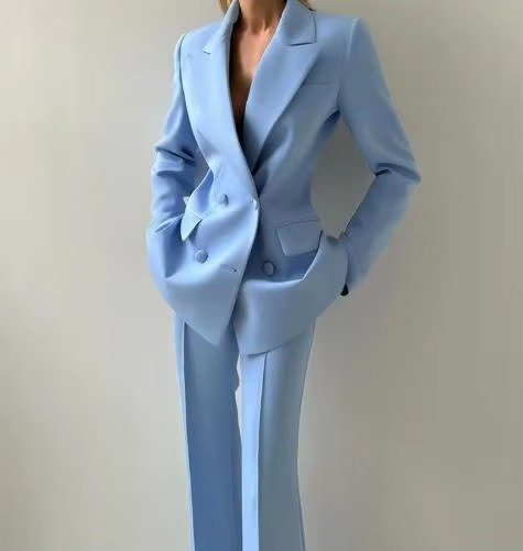 Dames Driedelige Blazer Set Corset Top Wijde Broek