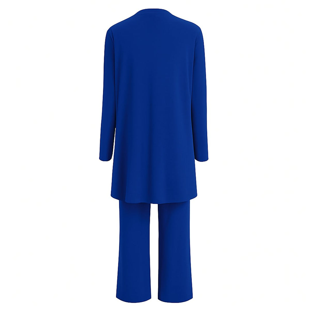 Dames Elegante Open Longline Cardigan Top Culotte Broek 3-delig Set