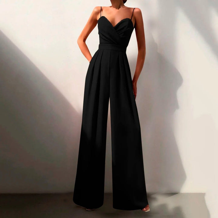Dames Elegante Wide Leg Jumpsuit Sweetheart Hals Spaghettiband - Zwart