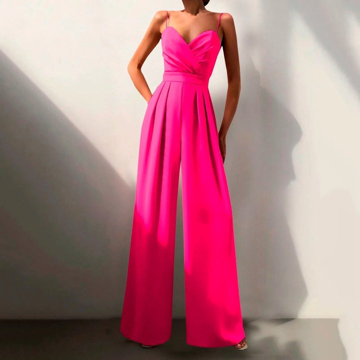 Dames Elegante Wide Leg Jumpsuit Sweetheart Hals Spaghettiband - Roze