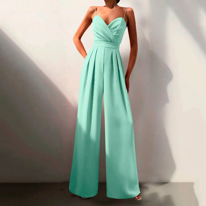 Dames Elegante Wide Leg Jumpsuit Sweetheart Hals Spaghettiband - Groen