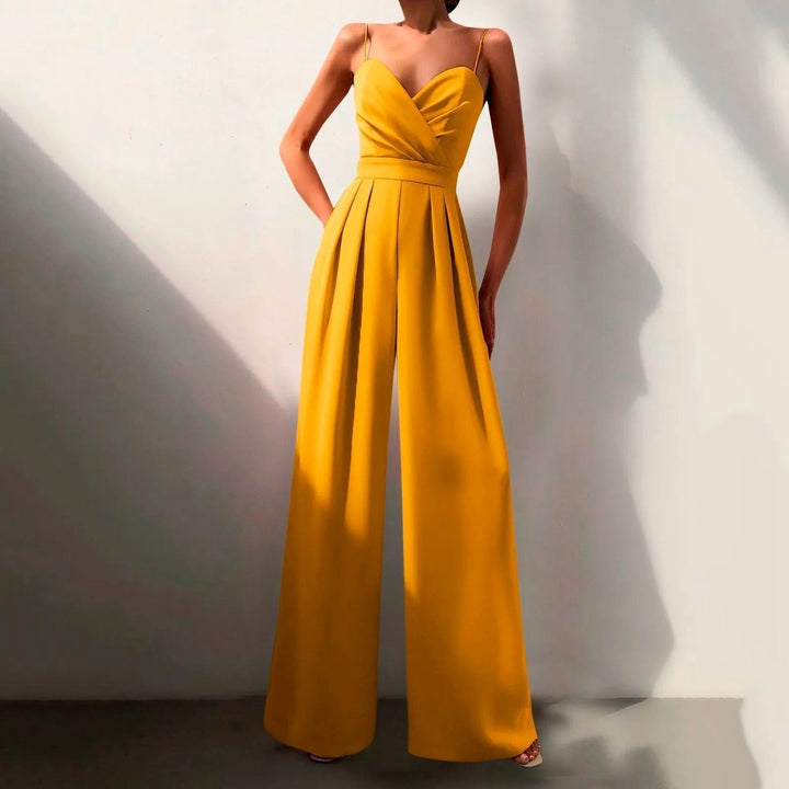 Dames Elegante Wide Leg Jumpsuit Sweetheart Hals Spaghettiband - Geel