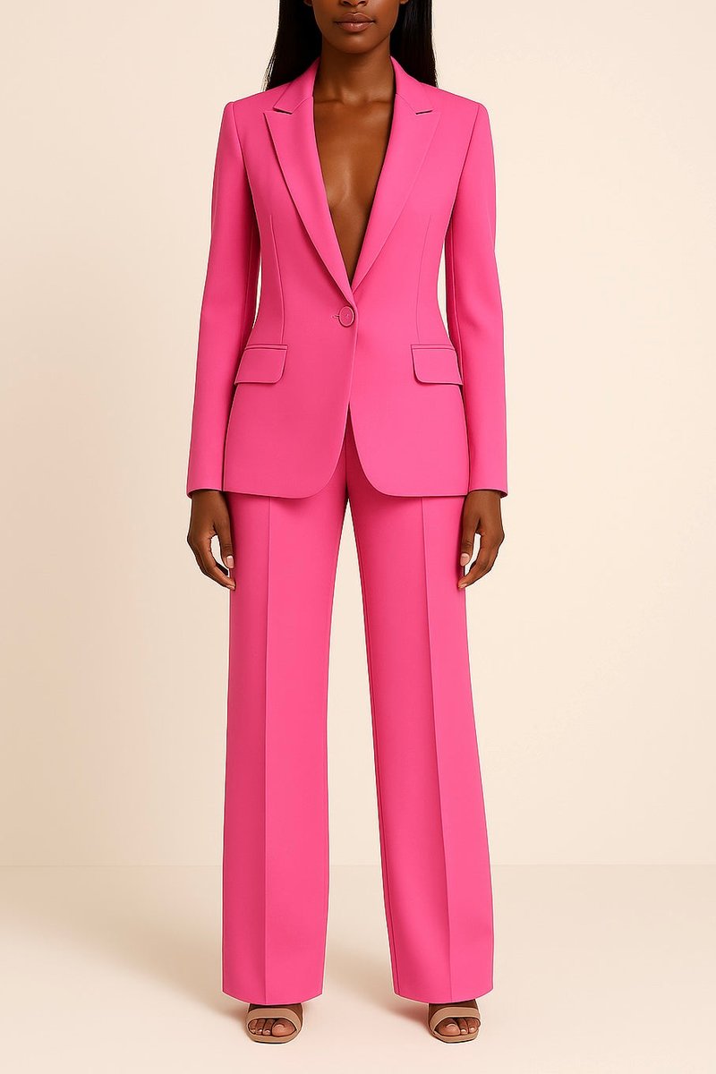 Dames Enkelknoops Wijdvallende Blazer Broekpak Set - Roze
