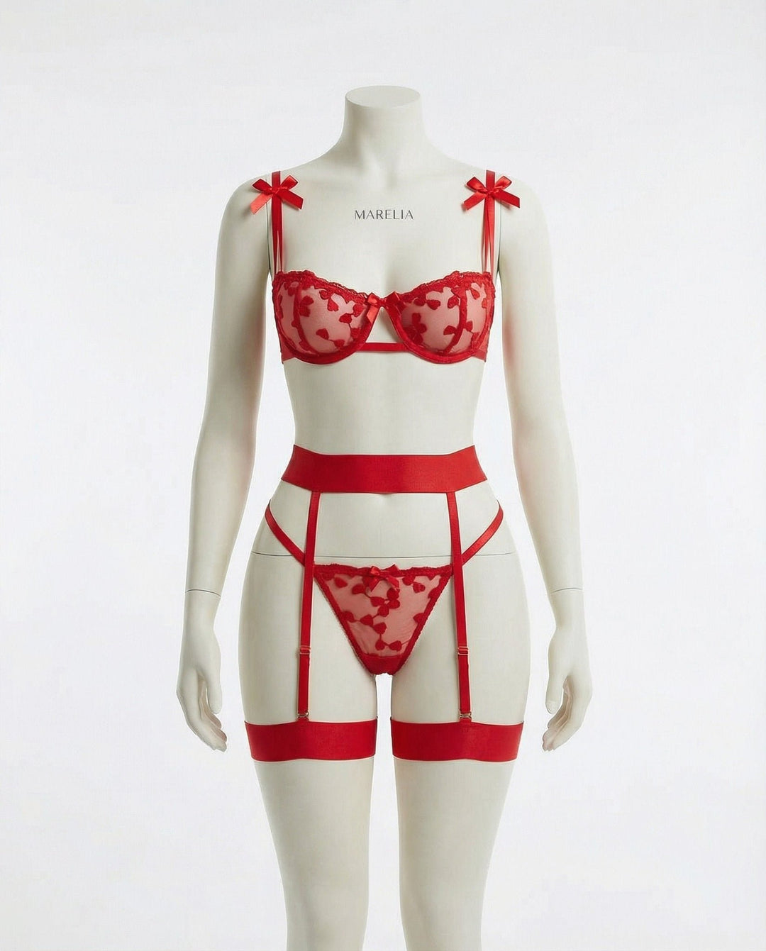 Dames Geborduurd Mesh Lingerie Set Jarretelgordel