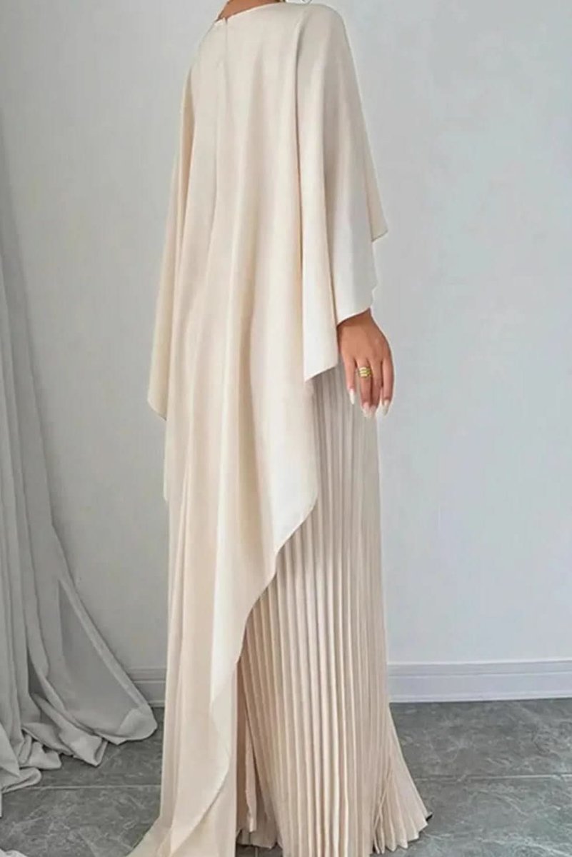 Dames Geplooide Cape Maxi Avondjurk Formele Gelegenheid