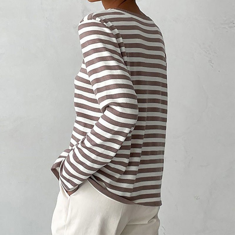 Dames Gestreepte Lange Mouwen T-Shirt