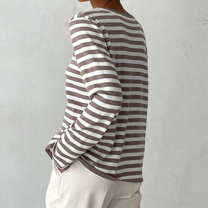 Dames Gestreepte Lange Mouwen T-Shirt