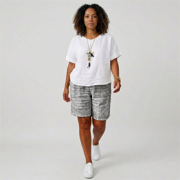 Dames Gestreepte Relaxed-Fit Casual Shorts Elastische Taille