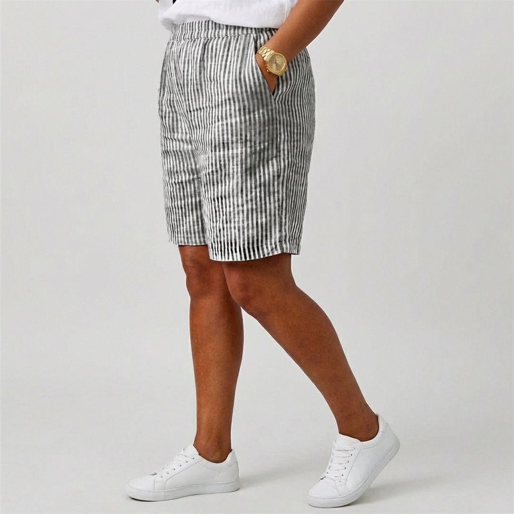 Dames Gestreepte Relaxed-Fit Casual Shorts Elastische Taille