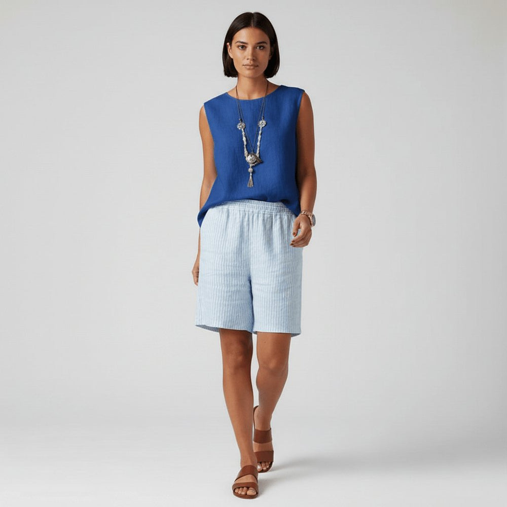 Dames Gestreepte Relaxed-Fit Casual Shorts Elastische Taille