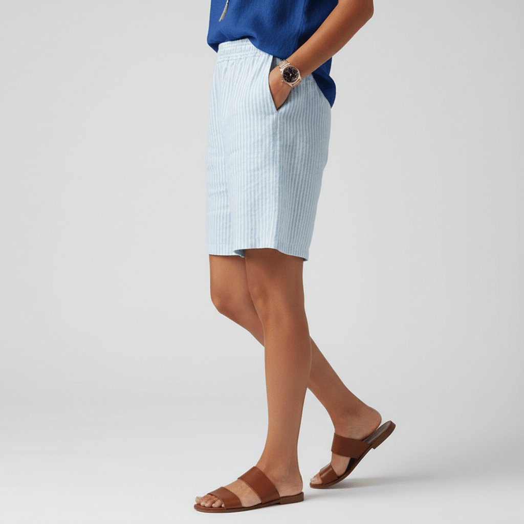 Dames Gestreepte Relaxed-Fit Casual Shorts Elastische Taille