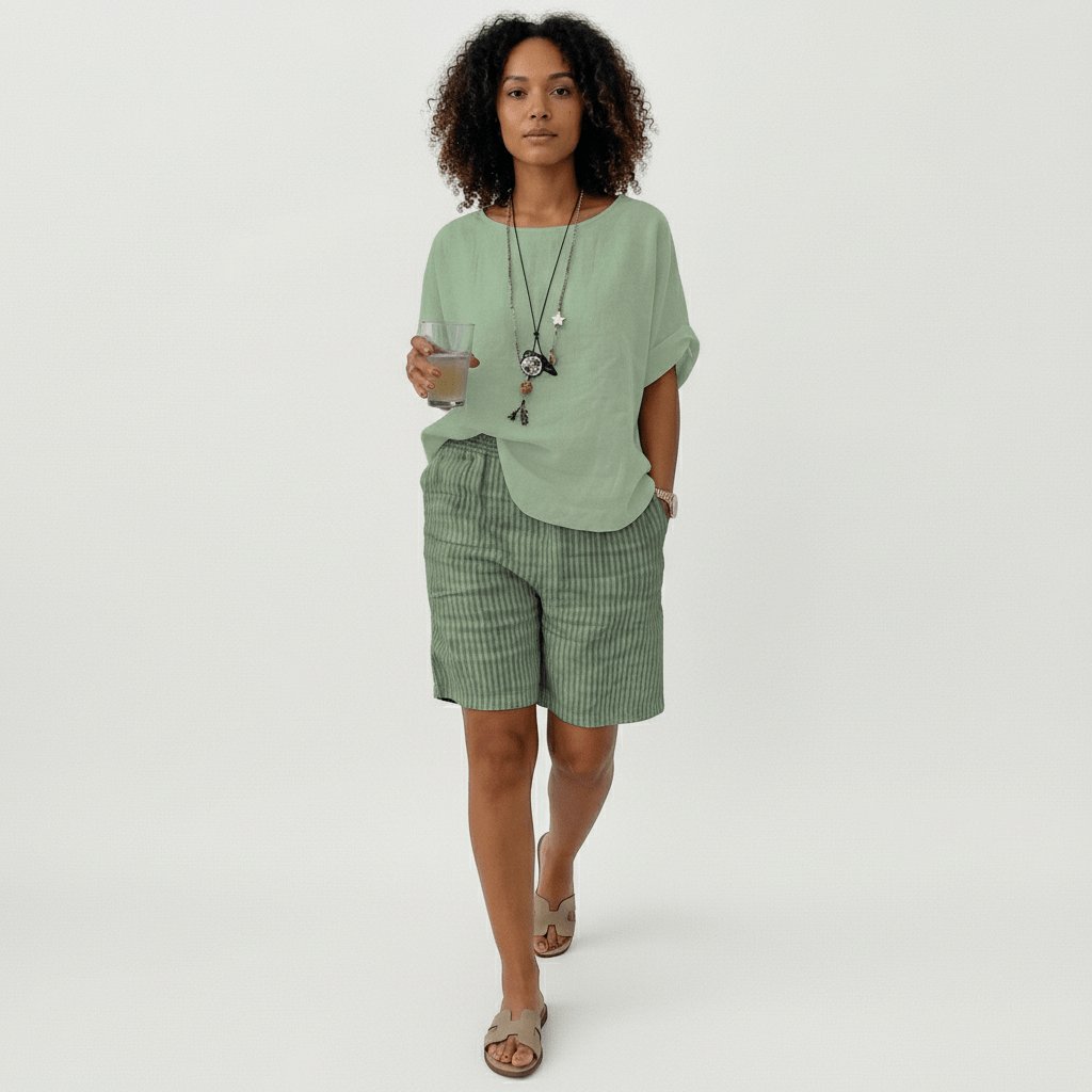 Dames Gestreepte Relaxed-Fit Casual Shorts Elastische Taille