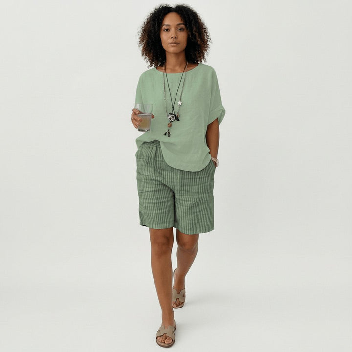 Dames Gestreepte Relaxed-Fit Casual Shorts Elastische Taille