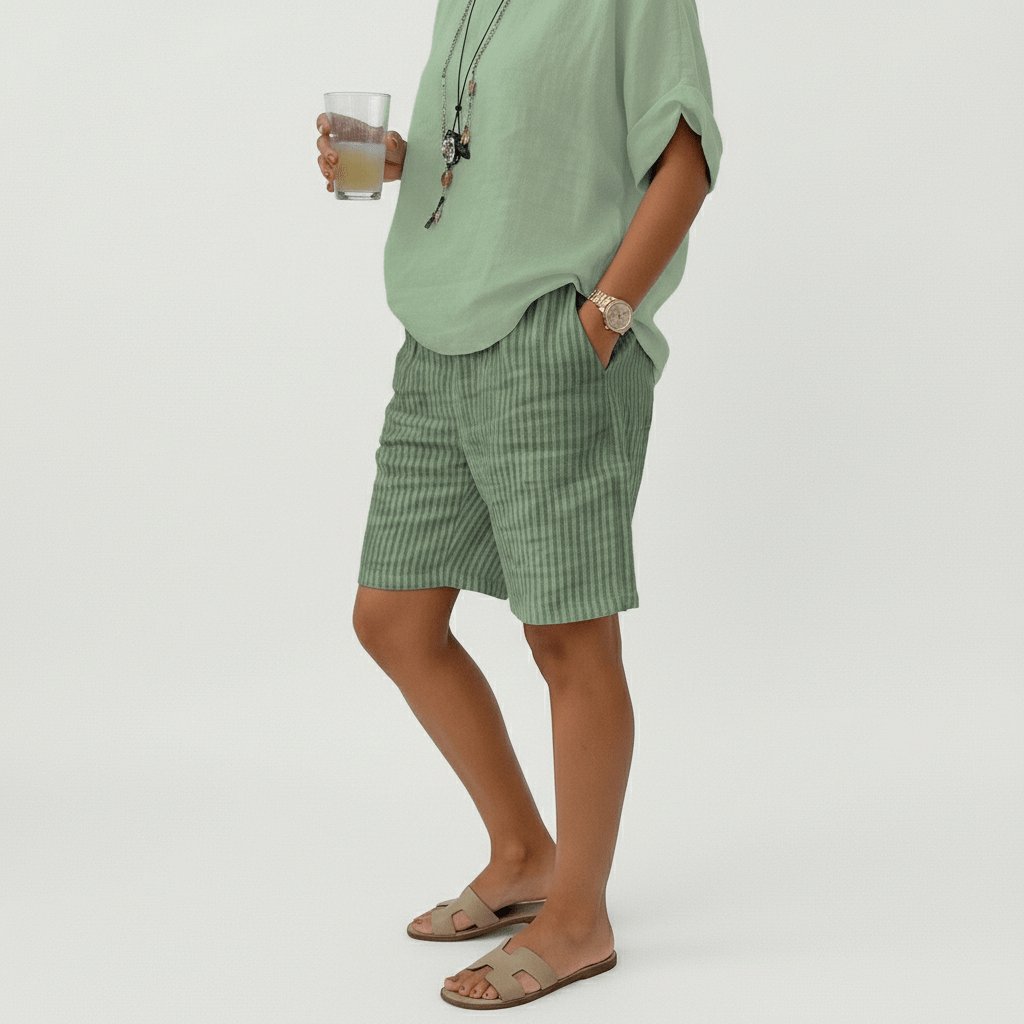 Dames Gestreepte Relaxed-Fit Casual Shorts Elastische Taille