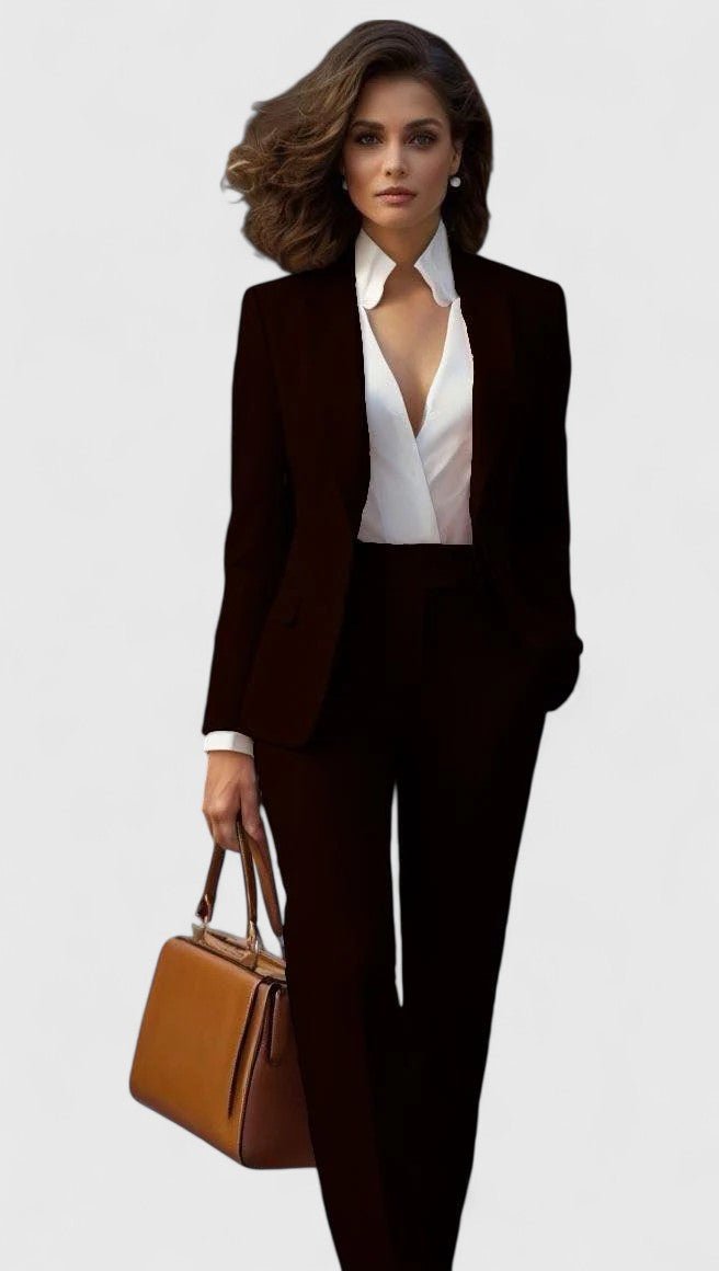 Dames Getailleerd Business Pak Set Blazer Pantalon - Black